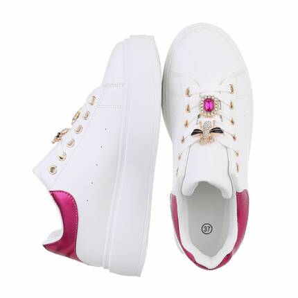 Damen Low-Sneakers - whitefuchsia