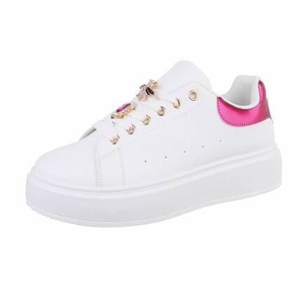 Damen Low-Sneakers - whitefuchsia - 12 Paar