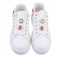 Damen Low-Sneakers - whitefuchsia