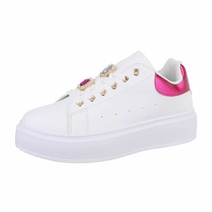 Damen Low-Sneakers - whitefuchsia - 12 Paar