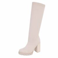 Damen High-Heel Stiefel - beige