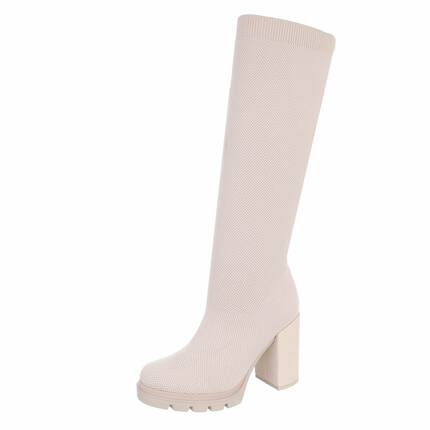 Damen High-Heel Stiefel - beige Gr. 36