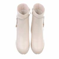 Damen High-Heel Stiefeletten - beige