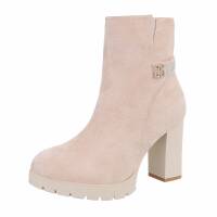 Damen High-Heel Stiefeletten - beige