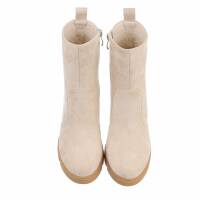 Damen High-Heel Stiefeletten - beige