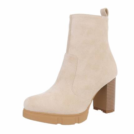 Damen High-Heel Stiefeletten - beige Gr. 39