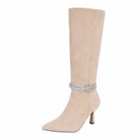 Damen High-Heel Stiefel - beige