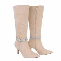 Damen High-Heel Stiefel - beige