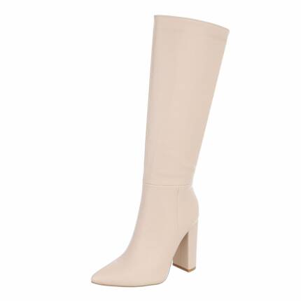 Damen High-Heel Stiefel - beige