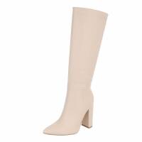 Damen High-Heel Stiefel - beige