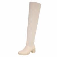 Damen Overknee-Stiefel - beige