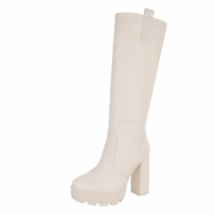 Damen High-Heel Stiefel - beige Gr. 36