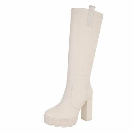 Damen High-Heel Stiefel - beige Gr. 37