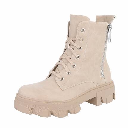 Damen Schnrstiefeletten - beige Gr. 36