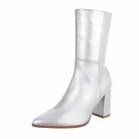 Damen High-Heel Stiefeletten - silver