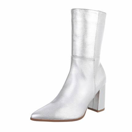 Damen High-Heel Stiefeletten - silver Gr. 36