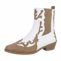 Damen Western- & Bikerboots - khakiwhite