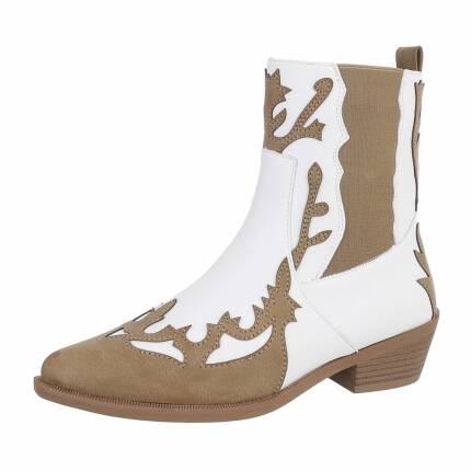 Damen Western- & Bikerboots - khakiwhite Gr. 36