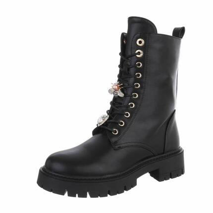 Damen Schnürstiefeletten - blackpu Gr. 36