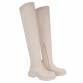 Damen Overknee-Stiefel - beige