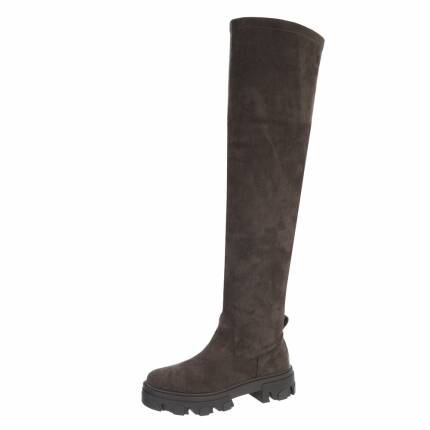 Damen Overknee-Stiefel - olive Gr. 36