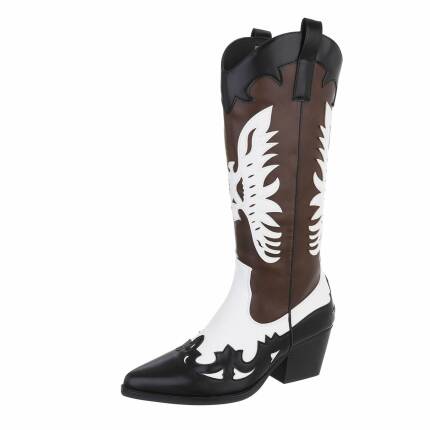 Damen Western- & Bikerboots - blackwhite