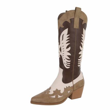 Damen Western- & Bikerboots - khakibeige