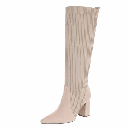 Damen High-Heel Stiefel - beige Gr. 36