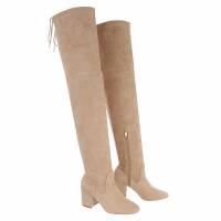 Damen Overknee-Stiefel - beige