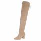 Damen Overknee-Stiefel - beige