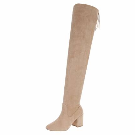 Damen Overknee-Stiefel - beige Gr. 37