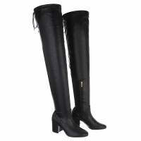 Damen Overknee-Stiefel - blackpu