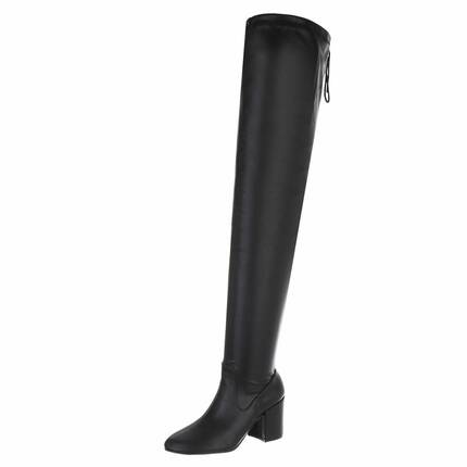 Damen Overknee-Stiefel - blackpu Gr. 36