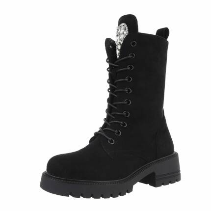 Damen Schnürstiefeletten - blacksuede Gr. 36