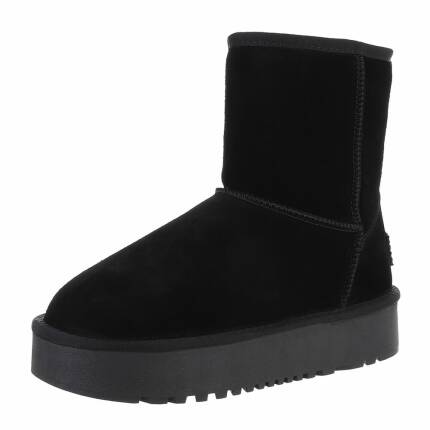 Damen Echtleder Winterstiefeletten - black Gr. 38