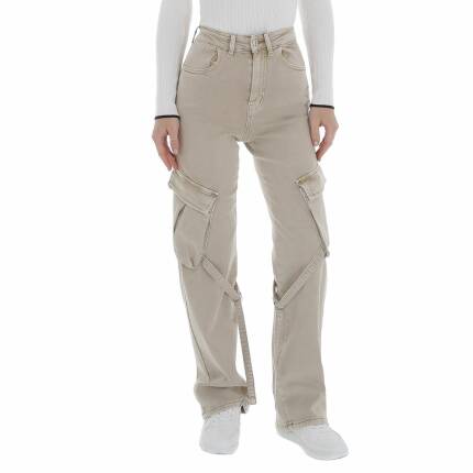 Damen High Waist Jeans von Laulia Gr. S/36 - beige