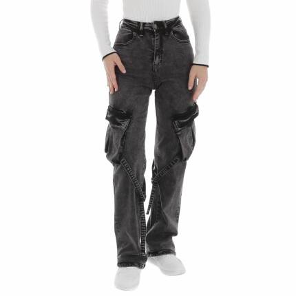 Damen High Waist Jeans von Laulia Gr. L/40 - grey