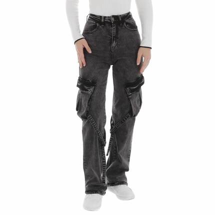 Damen High Waist Jeans von Laulia Gr. S/36 - grey