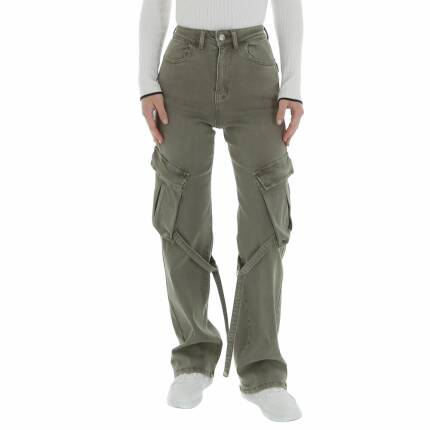 Damen High Waist Jeans von Laulia Gr. S/36 - green