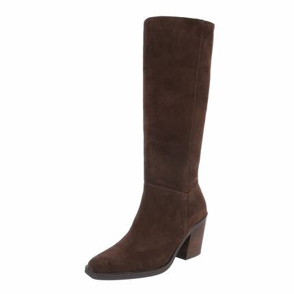 Damen Echtleder High-Heel Stiefel - brown