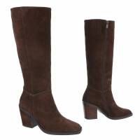 Damen Echtleder High-Heel Stiefel - brown