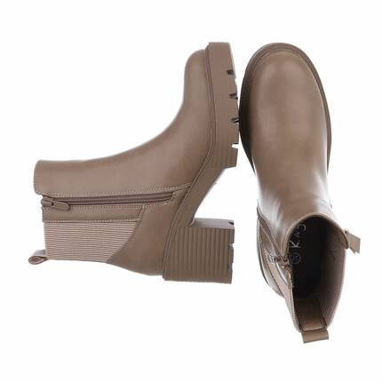 Damen High-Heel Stiefeletten - khaki