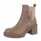 Damen High-Heel Stiefeletten - khaki Gr. 36