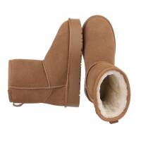 Damen Echtleder Winterstiefeletten - camel