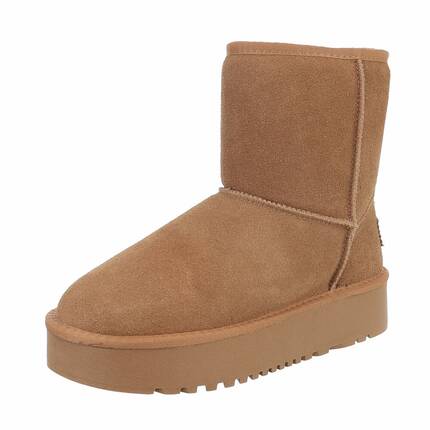 Damen Echtleder Winterstiefeletten - camel - 12 Paar