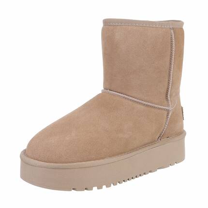 Damen Echtleder Winterstiefeletten - khaki