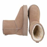 Damen Echtleder Winterstiefeletten - khaki