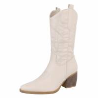 Damen Western- & Bikerboots - beigepu