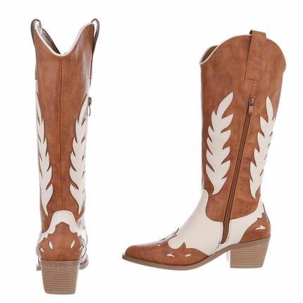 Damen Western- & Bikerboots - camelbeige