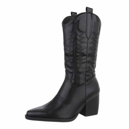 Damen Western- & Bikerboots - blackpu Gr. 36